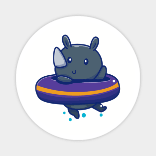 Cute Rhino With Swim Ring Magnet